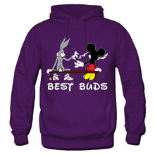 Load image into Gallery viewer, Disney BEST BUDS Weed Hoodie Funny Bugs Bunny Mickey Mouse Blunt smoking