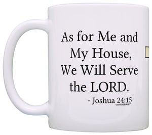 Bible Verse Gift Me and My House Will Serve Lord Coffee Mug Tea Cup