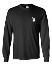 Load image into Gallery viewer, PLAYBOY LEFT CHEST LOGO LONG SLEEVE T-SHIRT TEE NEW - BLACK