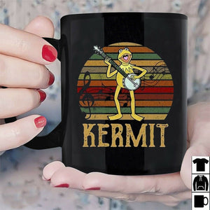 The Muppet Show Kermit Plays The Banjo Mug Black Ceramic 11oz Tea Coffee Cup