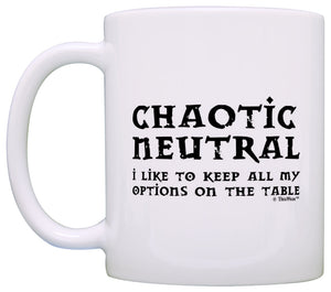 Gamer Gift Chaotic Neutral Funny RPG RTS Card Gaming Coffee Mug Tea Cup