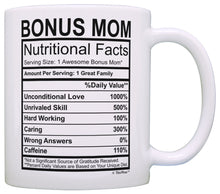 Load image into Gallery viewer, Mothers Day Gifts for Stepmom Bonus Mom Nutritional Facts Coffee Mug Tea Cup