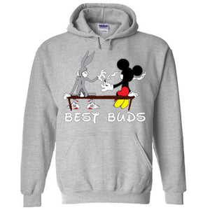 Disney BEST BUDS Weed Hoodie Funny Bugs Bunny Mickey Mouse Blunt smoking