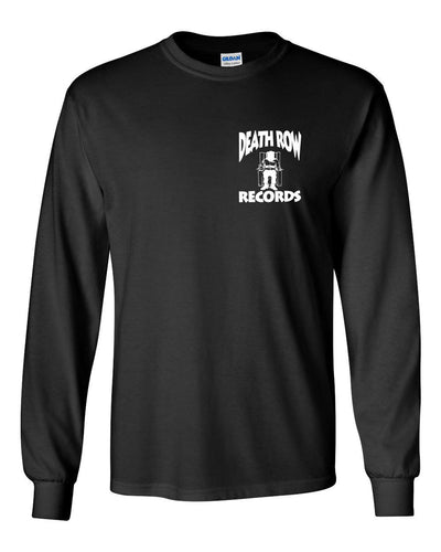 DEATH ROW RECORDS LEFT CHEST LOGO LONG SLEEVE MEN'S T-SHIRT TEE NEW - BLACK