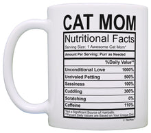 Load image into Gallery viewer, Cat Mom Mug Funny Cat Mom Nutritional Facts Cat Gifts for Coffee Mug Tea Cup