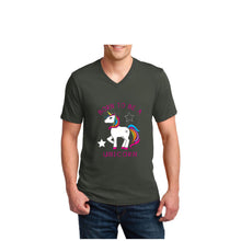 Load image into Gallery viewer, NEW unisex V Neck Born to Be A Unicorn proud rainbow cartoon T shirt tee top