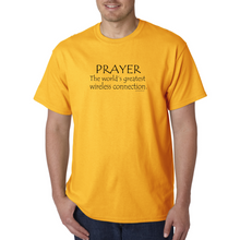 Load image into Gallery viewer, Bayside Made USA T-shirt Prayer World&#39;s Greatest Wireless Connection Christian