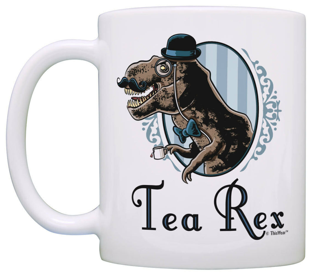 Tea Rex Mug Funny T-Rex Gentleman Tyranosaurus with Monocle Coffee Mug Tea Cup