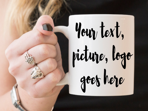 Personalized Ceramic Coffee or t Mug White 11oz your Photo Text Logo Gift New