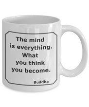 Load image into Gallery viewer, Buddha Think Quote Coffee Mug - Frame, Ceramic, White, 11 Oz - NEW FreeShip