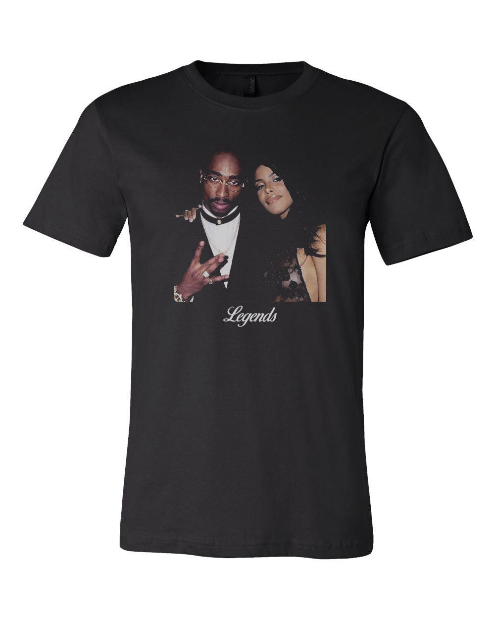 LEGENDS 2PAC & AALIYAH MEN'S T-SHIRT HIP HOP GRAPHIC TEE NEW SZ - BLACK