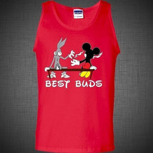 BEST BUDS Weed T-Shirt Tank Top Funny Bugs Bunny Mickey Mouse Blunt smoking