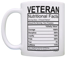 Load image into Gallery viewer, Veterans Day Gifts Veteran Nutritional Facts Proud Veteran Coffee Mug Tea Cup