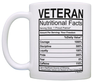 Veterans Day Gifts Veteran Nutritional Facts Proud Veteran Coffee Mug Tea Cup