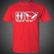 Load image into Gallery viewer, Problem Solved Stick Figure Man couple Marriage Kick Funny adult humor T Shirt