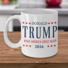 Load image into Gallery viewer, Ceramic Coffee Tea Mug Cup 11oz White Donald Trump Make America Great Again