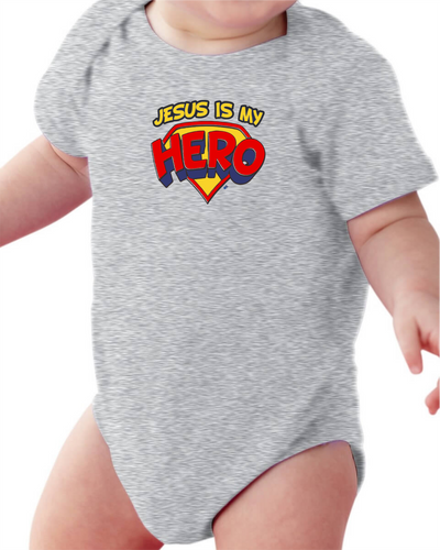 Infant Creeper Bodysuit One Piece T-shirt Jesus Is My Hero k-340