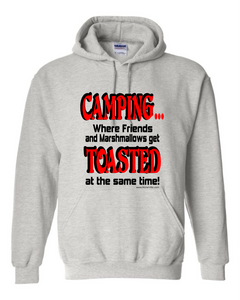 Pullover Hoodie Sweatshirt Camping Where Friends Marshmallows Get Toasted Same