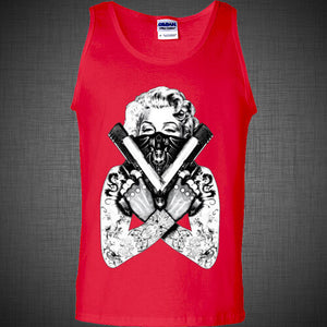 Marilyn Monroe Guns Bandana Hipster Bikers Tattoo Harley Davidson T shirt tank