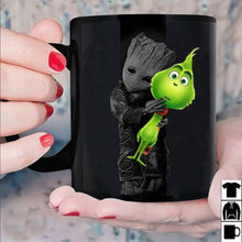 Load image into Gallery viewer, Baby Groot Hugging Grinch Best Friend Mug Black Ceramic 11oz Coffee Tea Cup