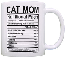 Load image into Gallery viewer, Cat Mom Mug Funny Cat Mom Nutritional Facts Cat Gifts for Coffee Mug Tea Cup