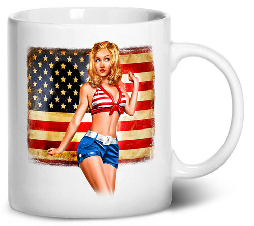 Tenacitee American Pinup Girl Coffee Mug, 11oz, White