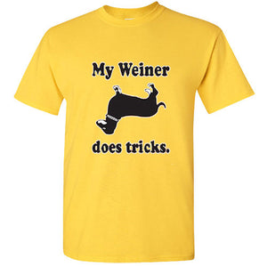 My Weiner Does Tricks Dachshund Funny Tee Rude College Humor T Shirt hot dog