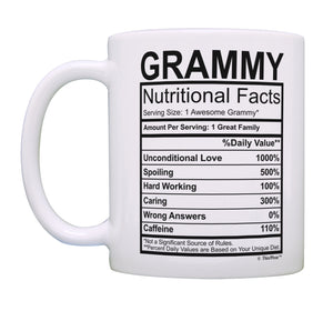 Grammy Coffee Mug Grammy Nutritional Facts Grammy Birthday Coffee Mug Tea Cup