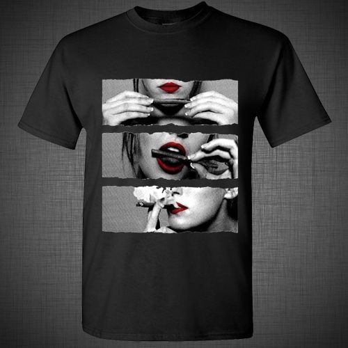 New Women's Sexy Casual Red Lips New Blunt Rolling Party T Shirt Tank Top