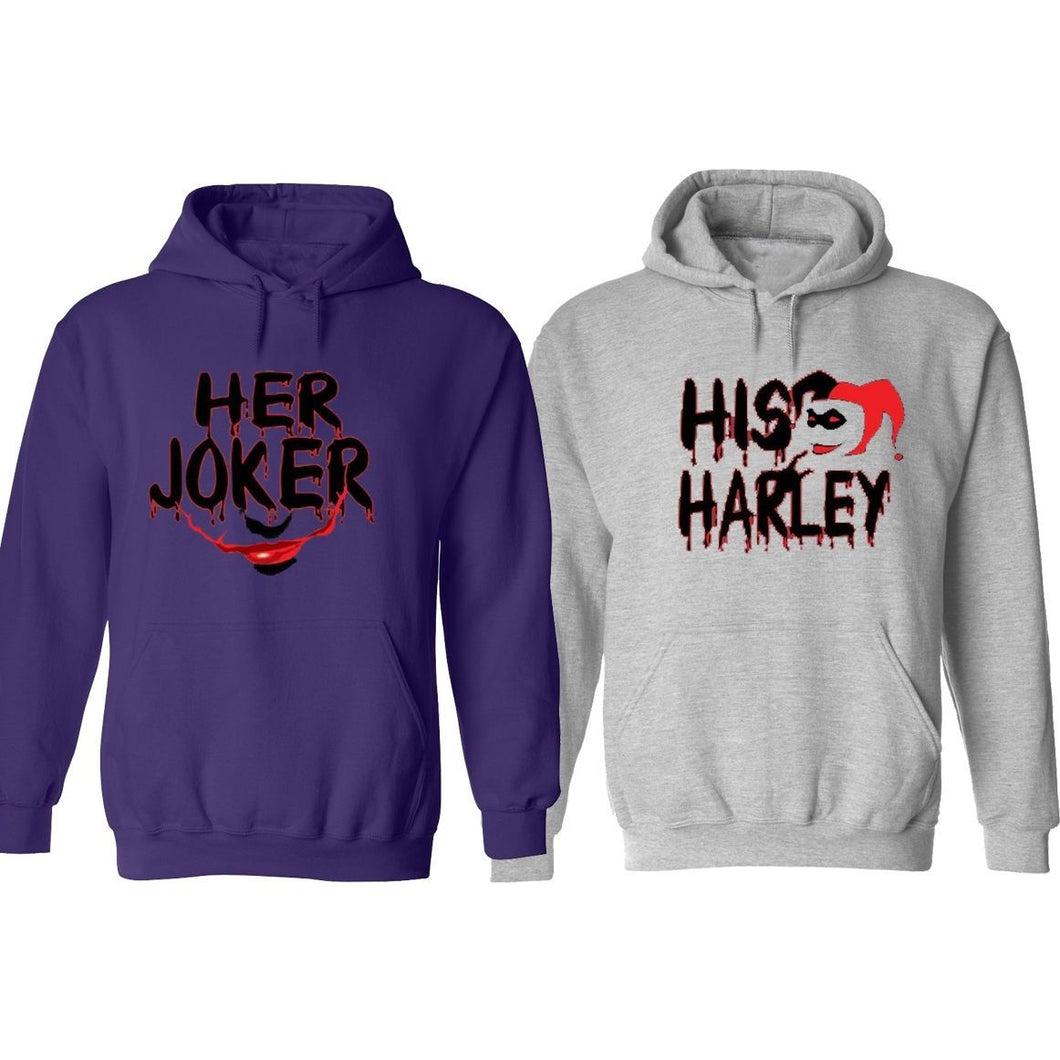 Halloween costume couple matching Her Joker His Harley Jacket Hoodie Sweatshirt