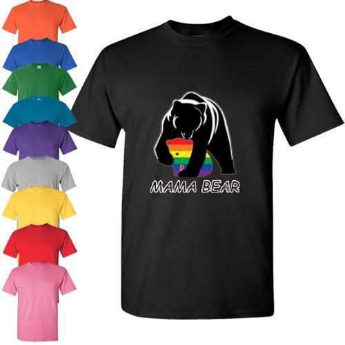 New Mama bear Gay Lesbian pride rainbow t shirt Top Day Size S-2XL