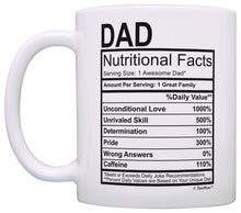 Load image into Gallery viewer, Fathers Day Gifts for Dad Nutritional Facts Label Funny Coffee Mug Tea Cup