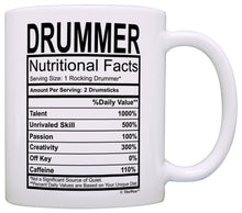 Load image into Gallery viewer, Drummer Gifts Drummer Nutritional Facts Label Percussion Drum Coffee Mug Tea Cup