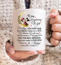 Load image into Gallery viewer, Mickey To My Gorgeous Wife Love You Mug White &amp; Black Ceramic 15 Oz Coffee Mug