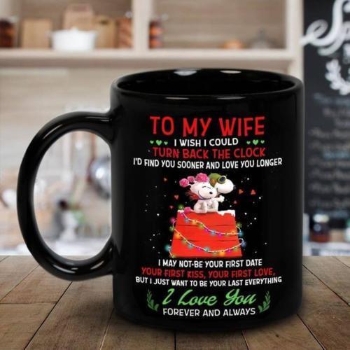 Snoopy To My Wife I Wish I Could Black Ceramic 11 oz. Coffee Mug Christmas Gift
