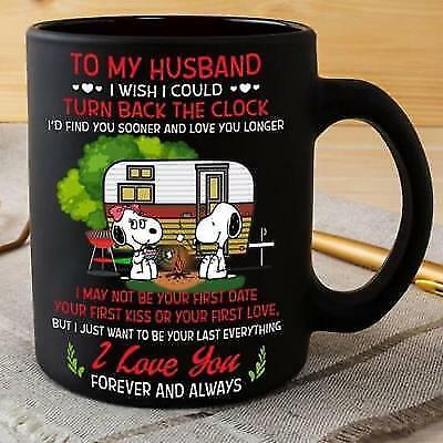 Snoopy Camping To My Husband I Love You Forever Mug Black & White 15 Oz Tea Cup