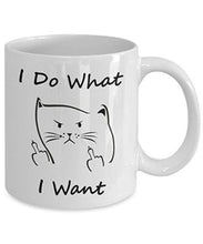 Load image into Gallery viewer, Funny Coffee Mug - I Do What I Want - Best Angry Cat Face Gift for Friend Family