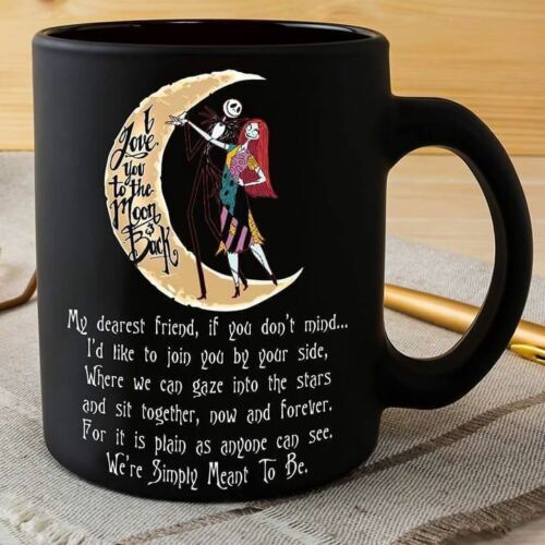 Jack Skellington I Love You To The Moon Back Mug Black Ceramic 11oz Coffee Cup