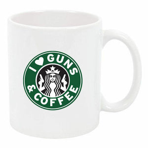 I LOVE COFFEE AND GUNS GUN RIGHTS 2nd AMENDMENT 11 oz USA PRINT CUP MUG