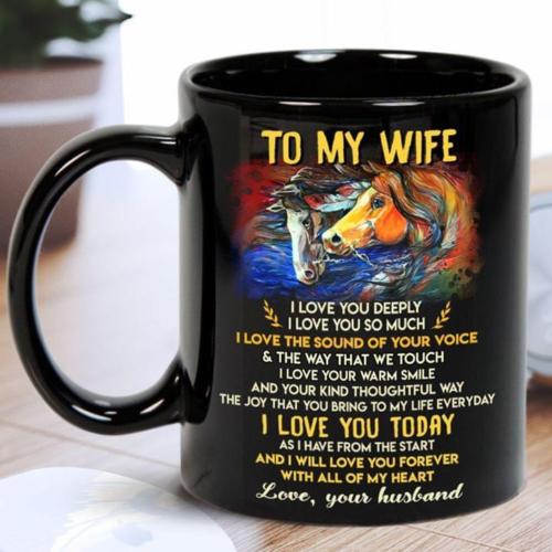 Horse Farmer To My Wife I Love You Deeply Mug Black Ceramic 11oz Coffee Tea Cup