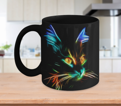 Lighting Cat Mug Version Black - 11oz Coffee Mug Tea Cup Gift