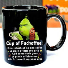 Load image into Gallery viewer, Mr Grinch and Max Cup Of F*ckoffee Mug Funny Black Ceramic 11oz Coffee Tea Cup