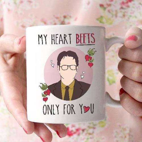 Dwight Schrute My Heart Beets Only For You Mug White Ceramic 11oz Coffee Tea Cup