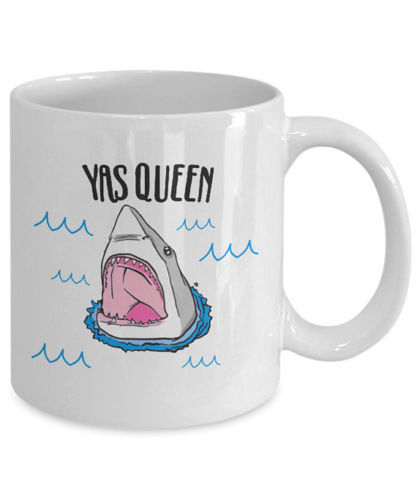 Yas Queen Shark Mug (White) - Coffee Mug